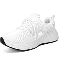 OKVOOT Women's Running Shoes Walking Shoes Wide Width Leather: Comfortable Shock Absorbing Breathable Lightweight Non-Slip Athletic Fashion Sneakers for Tennis Gym Workout Training Casual