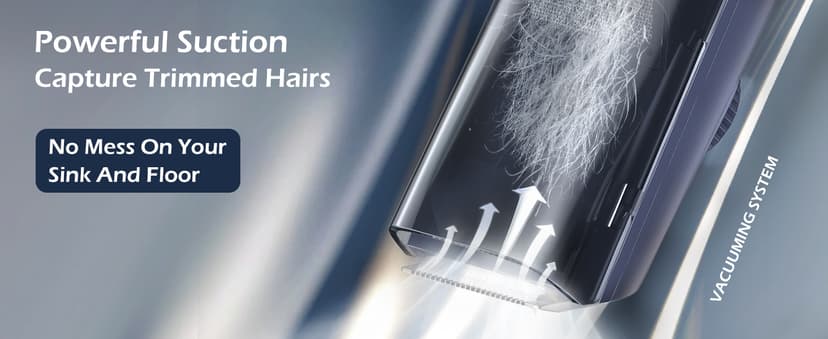 ENSSU Beard Trimmer for Men - Vacuum Mustache Trimmer with Adjustable 20 Length Setting for Less Mess,IPX7 Waterproof Rechargeable Electric Mens Beard Trimmer for Precision Facial Hair, Sideburns