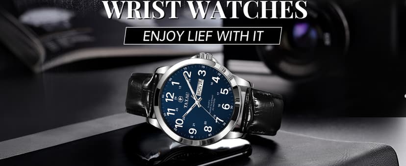 Taxau Men's Watches Leather Band Stainless Steel Quartz Analog Watch Luxury Waterproof Watches for Men Dress Men's Wrist Watch with Day Date Arabic Numeral Relojes para Hombre