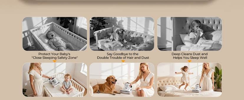 JIGOO Bed Vacuum Cleaner with Dust Sensor, Mattress Vacuum Cleaner with UV & Ultrasonic and High Heating, 13Kpa Suction 500W Powerful Double-Cup Handheld Vacuums (J300, Corded)