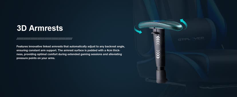 GTPLAYER Gaming Chair with Footrest, Ergonomic Computer Game Desk Chair, Reclining Game Chair Seat Height Adjustment, Swivel Rocker with Headrest and Lumbar (Blue)