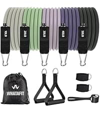 WHATAFIT Resistance Bands, Exercise Bands,Resistance Bands for Working Out, Work Out Bands with Handles for Men and Women Fitness, Strength Training Home Gym Equipment