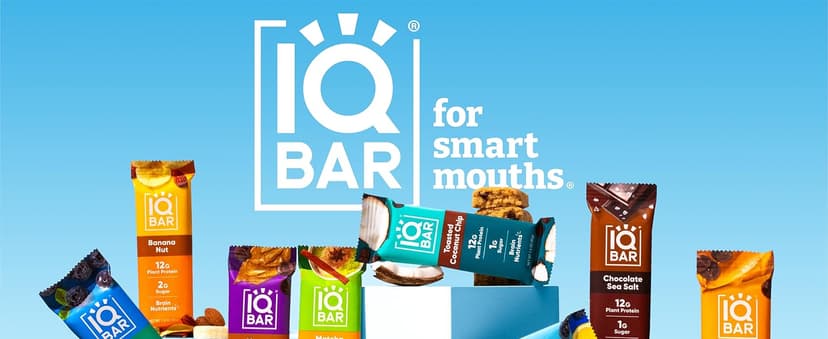 IQBAR Brain and Body Plant Protein Bars - 7 Bar Sampler Variety Pack - Keto, Vegan, Low Carb, High Fiber, Gluten Free, Dairy Free, Low Sugar Snack with Nutrients for Focus, Energy and Meal Replacement