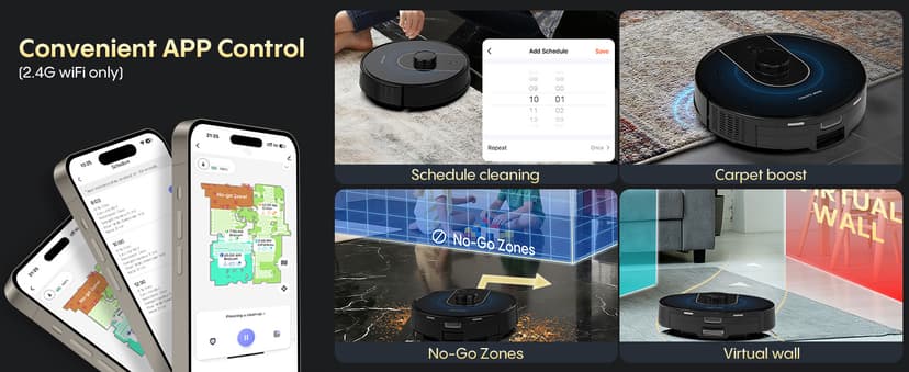 Bagotte Robot Vacuum and Mop, Robot Vacuum Self Emptying, 5000Pa Powerful Suction, 90-Day Hands-Free, Advanced Smart Mapping, LiDAR Navigation Robotic Vacuum for Pet Hair, Dust, Carpet, WiFi/App/Alexa