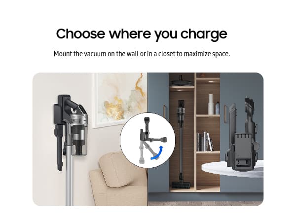 Samsung Jet 75 Complete Cordless Stick Vacuum Cleaner w/ Clean Station, Removable Battery, Lightweight, Powerful Cleaning for Hardwood Floors, Carpets, Area Rugs, VS20T7551P5/AA, Silver