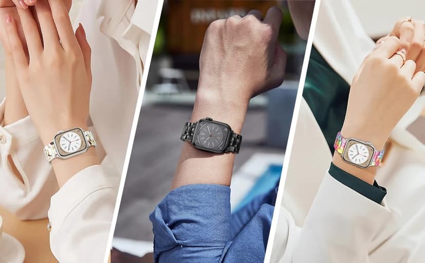 Lightweight Resin Band For Apple Watch Series 11 10 SE 9 8 7 6 5 4 3 2 1 Ultra 3 2, Fashion Adjustable Replacement Strap for iWatch Bands 38mm 40mm 41mm 42mm 44mm 45mm 46mm 49mm for Women Men