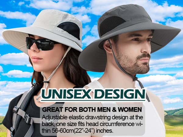 Sireck Fishing Hat, UPF50+ Wide Brim Sun Hat for Men Women, UV Protection Hiking Beach Bucket Hats Summer Safari Hat