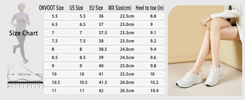 OKVOOT Women's Running Shoes Walking Shoes Wide Width Leather: Comfortable Shock Absorbing Breathable Lightweight Non-Slip Athletic Fashion Sneakers for Tennis Gym Workout Training Casual
