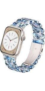 Lightweight Resin Band For Apple Watch Series 11 10 SE 9 8 7 6 5 4 3 2 1 Ultra 3 2, Fashion Adjustable Replacement Strap for iWatch Bands 38mm 40mm 41mm 42mm 44mm 45mm 46mm 49mm for Women Men