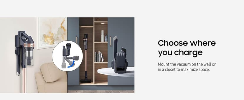 Samsung Jet 60 Pet Cordless Stick Vacuum Cleaner w/ Removable Battery, Advanced Floor Cleaning, Jet Fit Brush to Clean Hardwood, Carpet and Tile, Lightweight Design, VS15A6032R7, Rose Gold