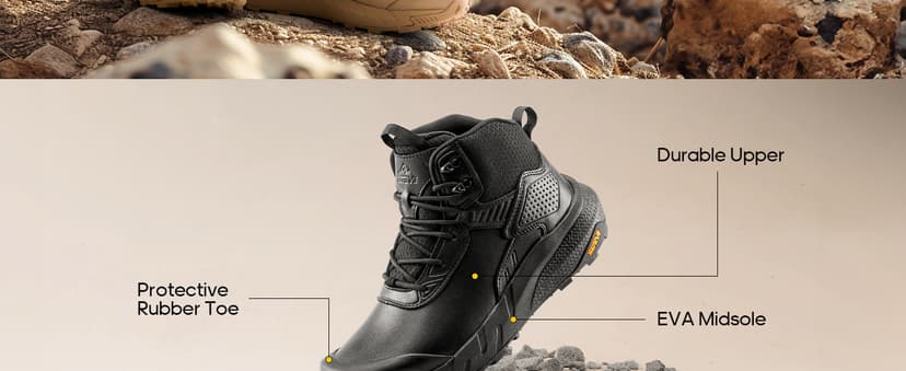 NORTIV 8 Men's Waterproof Military Tactical Work Boots Leather Motorcycle Combat Lightweight Non-Slip Hiking Boots for Men Defender