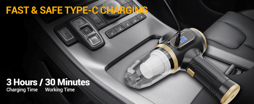 Scstartx Portable Car Vacuum Cordless Mini Handheld Vacuums Cleaner Rechargeable with LCD Display and Multi-Nozzles, High Power Hand held Cleaners for Car, Home, Office, Sofa, Pet Hair,Keyboard