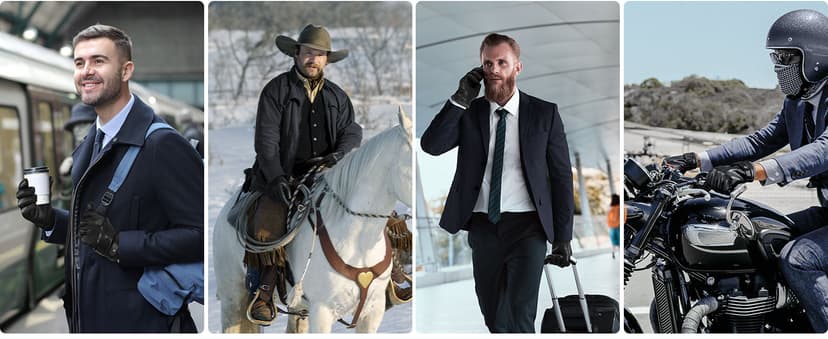 OZERO Mens Winter Gloves Nappa Leather Warm Wool Touchscreen Dress Glove - Thermal Gifts for Dad or Husband