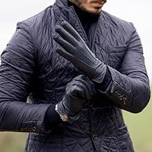 Harssidanzar Leather Gloves for Men,Winter Sheepskin Driving Gloves Cashmere Lined