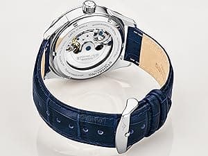 Stuhrling Mens Automatic Dress Watch Stainless Steel with Automatic Skeleton with Duel Time AM/PM Indicator