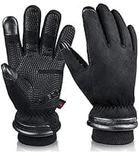 OZERO Mens Winter Gloves Nappa Leather Warm Wool Touchscreen Dress Glove - Thermal Gifts for Dad or Husband