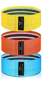 Renoj Resistance Bands for Working Out: 3-Set Professional Exercise Bands for Pilates, Yoga, Home Gym, Booty, Leg Training | Heavy/Medium/Light Fabric Loops for Women Men