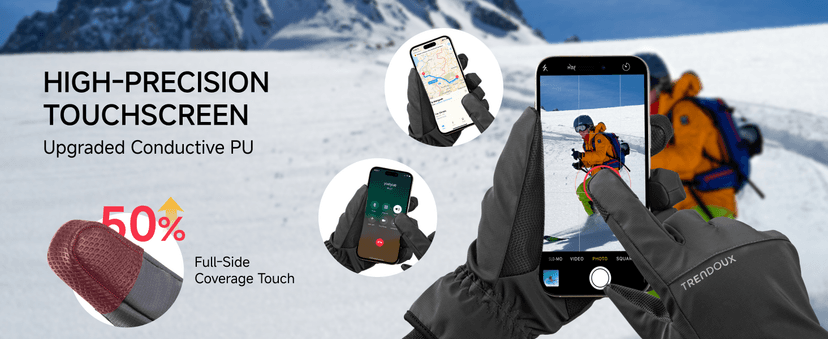 TRENDOUX 100% Waterproof Windproof Gloves: 3M Touchscreen Ski Snow Winter Gloves for Men Women Cold Weather, Thermal Warm Lined for Snowboarding Skiing Driving Running Cycling Texting Typing Biking