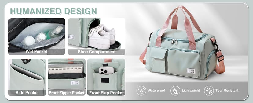 BEULPTN Small Gym Bag for Women, Travel Duffle Bag Carry On Weekender Bag with Shoe Compartment
