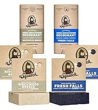 Dr. Squatch Natural Men’s Deodorant – Aluminum Free Natural Deodorant Men with Charcoal & Postbiotics for 72-Hour Odor Protection – Sierra Storm, 2.65oz Stick (3-Pack)