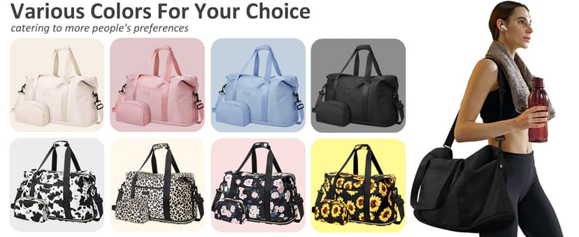 Capolo Expandable Travel Duffle Bags Weekender Overnight Bags for Women Men Hospital Bag for Women Labor Delivery with Toiletry Bag Waterproof