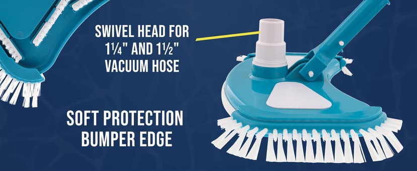 U.S. Pool Supply 12" Deluxe Weighted Butterfly Pool Vacuum Head with Side Brushes, Swivel Hose Connection, Pole Handle - Clean Debris Above Ground & In-Ground Swimming Pools, Spas – Vinyl Liner Safe