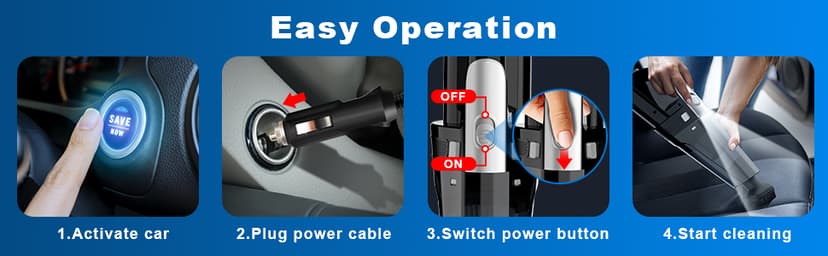 DRECELL Car Vacuum, Portable Vacuum Cleaner with Powerful 7000PA Suction, DC 12V Power 16.4Ft Cord Vacuum Cleaner, LED Light, 0.33L Capacity, Car Accessories for Men/Women