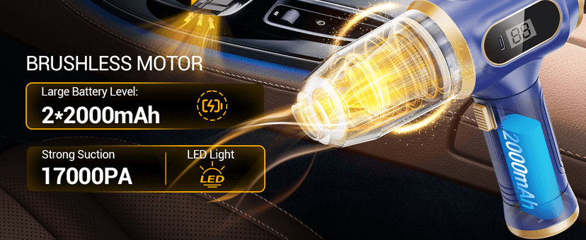 Scstartx Portable Car Vacuum Cordless Mini Handheld Vacuums Cleaner Rechargeable with LCD Display and Multi-Nozzles, High Power Hand held Cleaners for Car, Home, Office, Sofa, Pet Hair,Keyboard