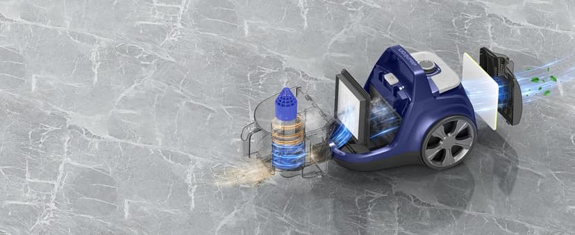 Aspiron Canister Vacuum, Upgraded 1600W Bagless Canister Vacuum Cleaner, Auto Cord Rewind, H13 HEPA Filter, 4Qt Large Capacity, 5 Tools for Hard Floors, Carpet, Pet, Upholstery, Tiles, Sapphire