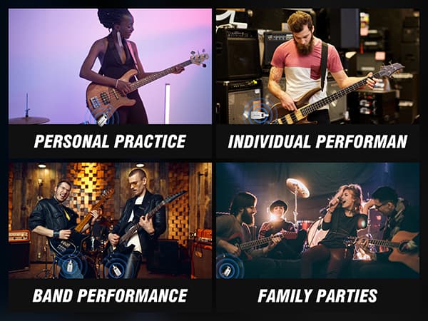 Wireless Guitar System 2.4 GHz with 6 Channels Rechargeable Lithium Battery Transmitter Receiver for Electric Guitar Bass Keyboard Piano