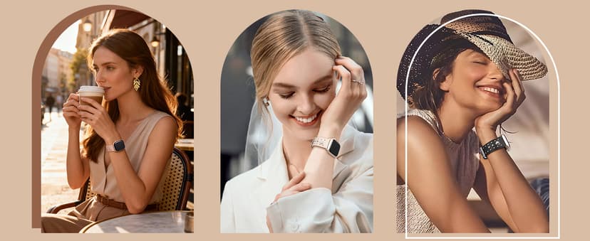 Wearlizer Leather Band Compatible with Apple Watch Bands Women 42/46/38/40/41/44/45/49mm, Dressy Fancy Designer Pretty Heart Charms Studded Strap for iWatch Series 11 10 9 8 7 6 5 4 SE/Ultra 3 2 1