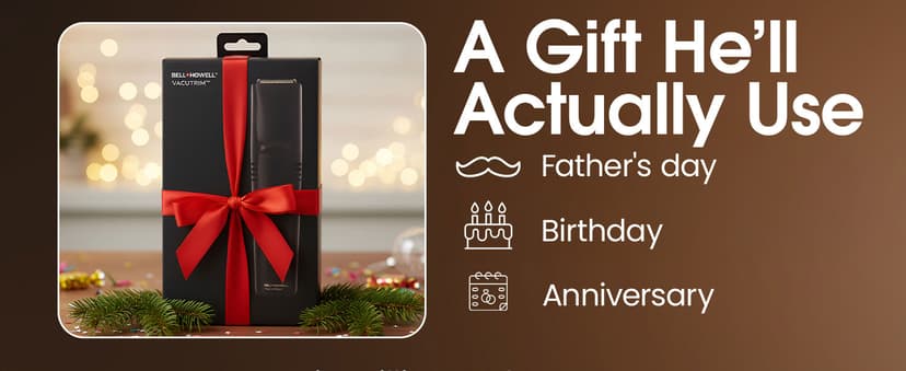 Bell+Howell Vacutrim Cordless Beard Trimmer – Rechargeable Electric Shaver with Built-in Vacuum, 20 Trim Settings, LED Indicator – for Mustache, Sideburns, Facial Hair – Deluxe, 7.5" As Seen On TV