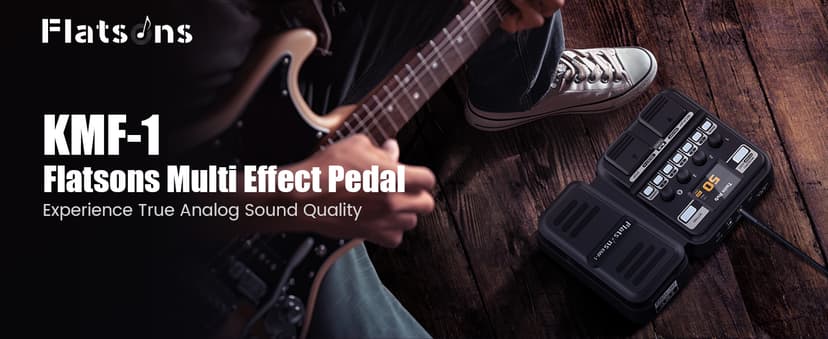 Flatsons KMF-1 Guitar Pedal, 77 Effects Guitar Multi Effects Pedal with 50 Preset, 42 Drum Rhythm, 18 Amp/Cab, Upgraded Color Screen, Aux In, Guitar Tuner Looper Expression Wah Volume Distortion Pedal