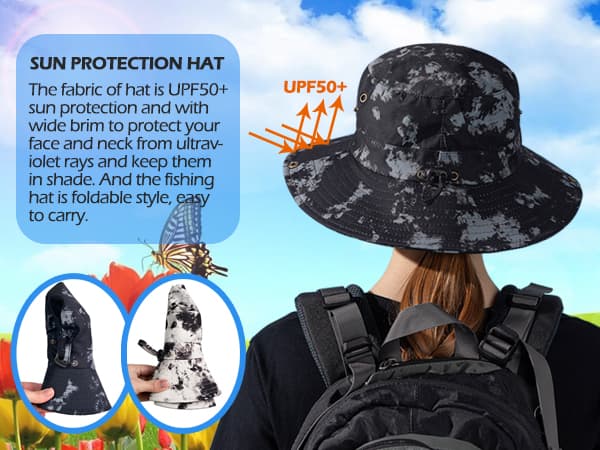 Sireck Fishing Hat, UPF50+ Wide Brim Sun Hat for Men Women, UV Protection Hiking Beach Bucket Hats Summer Safari Hat