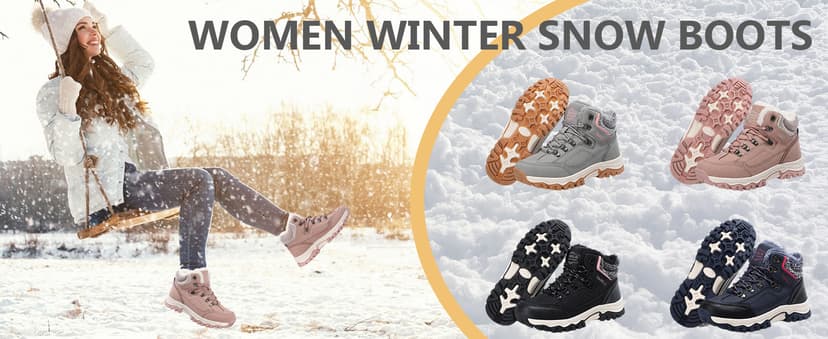 TARELO SINCE 1986 TARELO Womens Hiking Boots Fur Lined Snow Shoes Winter Warm Ankle Booties Lady Non Slip Walking Fashion Boot