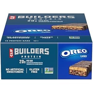 CLIF BUILDERS Protein Bars - OREO-Flavored - 20g Plant Based Protein - Gluten Free - Non-GMO - Low Glycemic - No Artificial Sweeteners - 2.4 oz. (12 Pack)