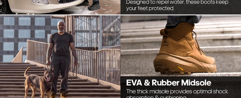 NORTIV 8 Men's Waterproof Military Tactical Work Boots Leather Motorcycle Combat Lightweight Non-Slip Hiking Boots for Men Defender