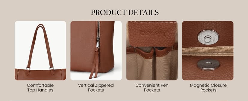 befen Genuine Leather Tote Bag for Women, Large Tote Bag for Women for Work Purses Satchel Handbags with Top Handles