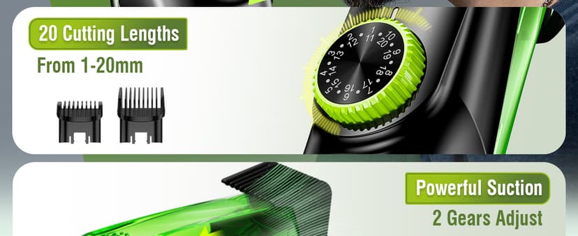 SHPAVVER Beard Trimmer for Men: Vacuum Trimmer for Less Mess -IPX7 Waterproof- Rechargeable Electric Beard Cutting Kit with Adjustable Length Comb-Built-in Vacuum for Mustache -Gift for Men