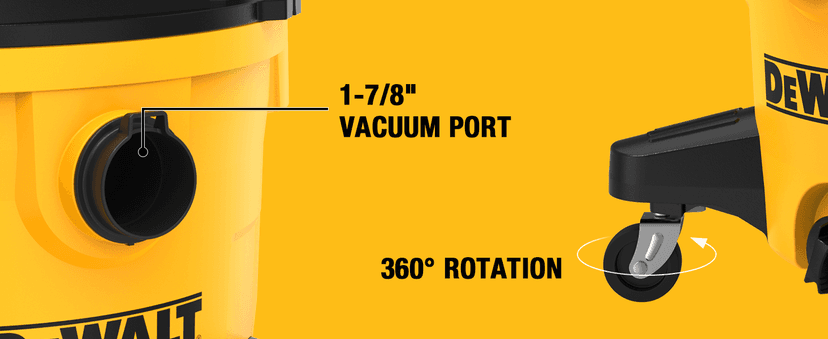 DEWALT DXV06P 4 Peak HP Shop Vacuums, 6 Gallon Poly Wet/Dry Vac, Heavy-Duty Shop Vacuum with Blower Function Yellow+Black