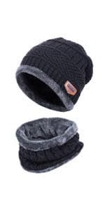 HINDAWI Winter Hat Scarf Gloves Slouchy Beanie Snow Knit Skull Cap Touch Screen Mittens Circle Scarves for Women Men