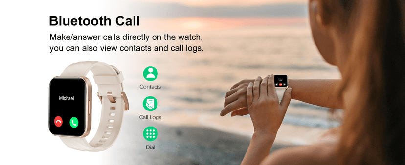 RUIMEN Smart Watches for Women Men (Answer/Make Calls) Compatible with iPhone/Android Phones, 1.85" HD Screen Fitness Tracker Heart Rate Monitor 100+ Sports Tracker Watch Waterproof (Blue)