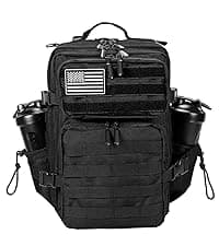 LHI Military Tactical Backpack for Men and Women 45L Army 3 Days Assault Pack Bag Large Rucksack with Molle System - Black