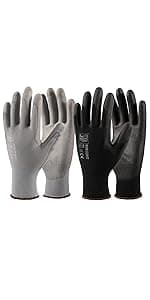 COOLJOB 2 Pairs Gardening Gloves for Women Ladies, Breathable Rubber Coated for Yard Garden, Outdoor Indoor Protective Work, Medium Size, Lavender Purple & Apple Green