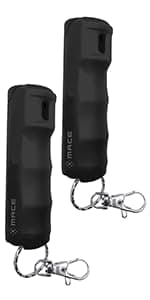 Mace Pepper Spray - Maximum Police Strength OC with UV Dye, Fast Flip Top, Ergonomic Finger Grip, Easy Carry Keychain, 12 Feet Range, 0.42 oz Compact Model, Self Defense Pepper Spray for Women & Men