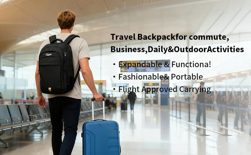 Ciztnso Business Travel Laptop Backpack, Anti Theft Durable Backpack with USB Port & organizer, Water Resistant College School Bag for Men & Women Fits 17.3 Inch Laptop and Tablet - Black