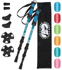 100% Carbon Fiber Trekking Poles by USA Brand - Ultra Strong Lightweight Collapsible Hiking Poles with Cork and EVA Foam Grips & Quick Adjustable Flip Locks