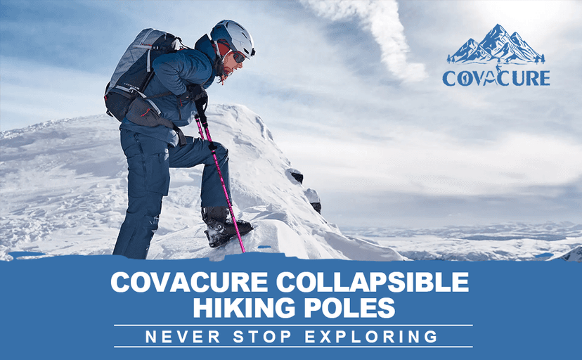Covacure Hiking Poles Collapsible Trekking Poles - Aluminum Alloy 7075 Walking Sticks for Hiking with Telescopic & Foldable Tri-fold Design Hiking Gear for Women Men, Hiking, Camping, Climbing