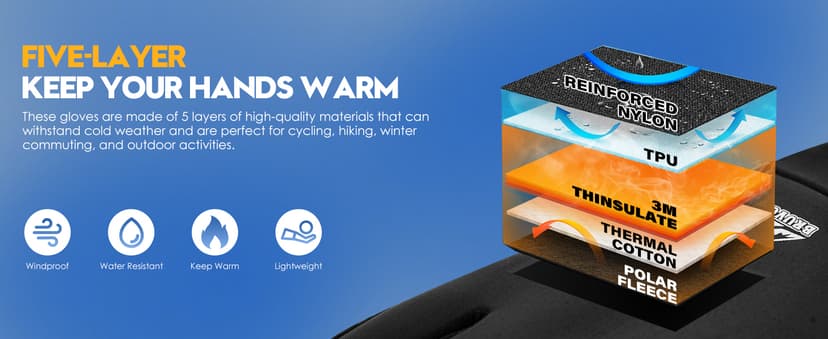 Bruvoalon Winter Gloves for Women & Men, 3M Thermal Insulation, Lycra Fabric, Touchscreen, Anti-Slip