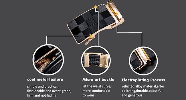 Dubulle Designer Mens Belts, Sliding Automatic Buckle Ratchet Dress Belt TOP Genuine Leather Strap Gifts